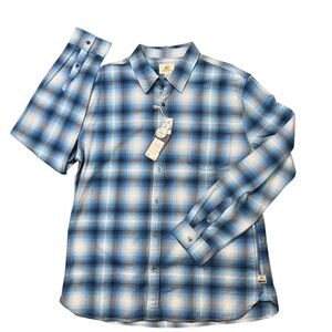 NWT Surfside Supply blue plaid long sleeve flannel size 2XL soft button up shirt